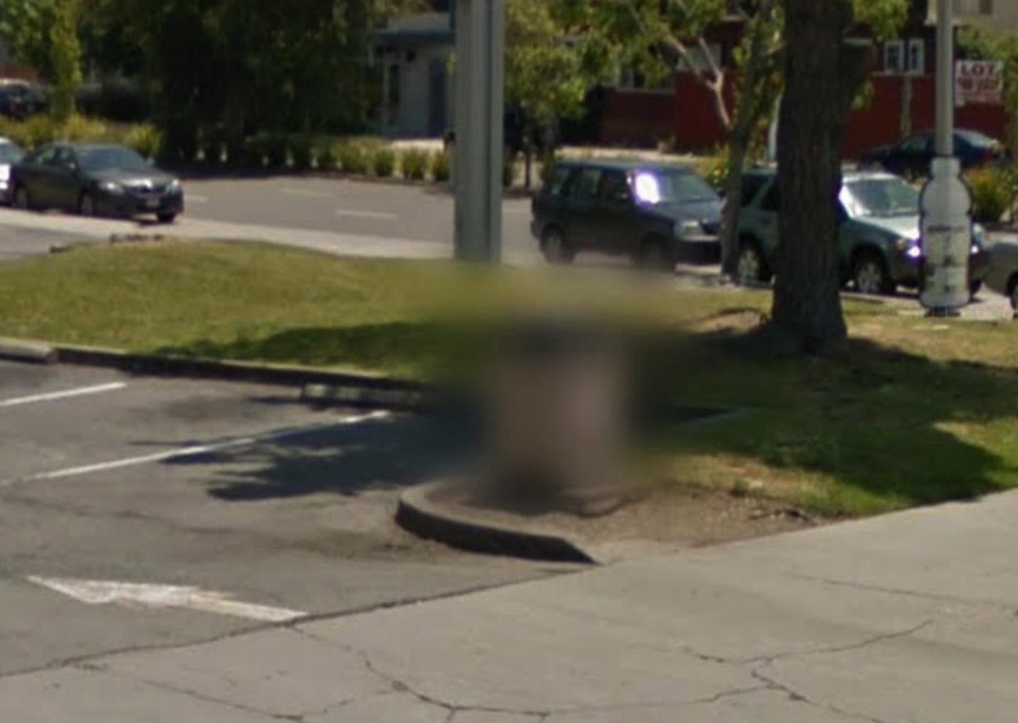 Blurred out trashcan from Google street view